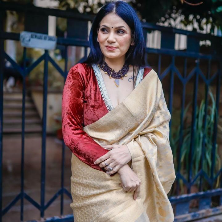 Peach Tissue Saree